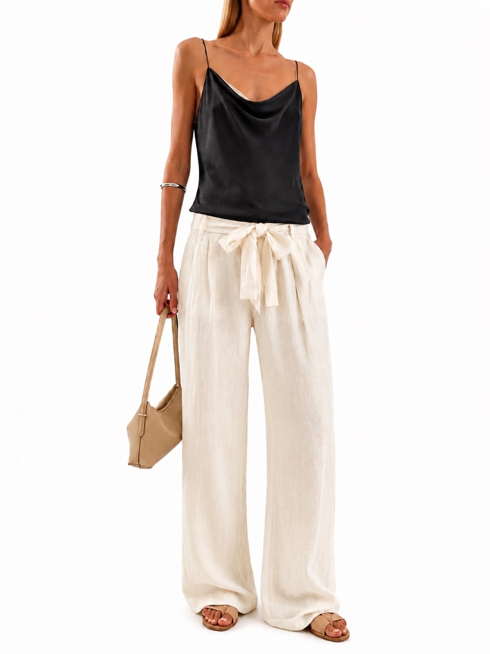 NWOT Rails Linen Wide Leg Cream Pants w/ Removable Tie & Side Pockets | Sz Small